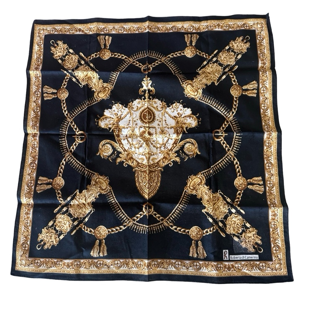 Roberta di Camerino Luxurious Black and Gold Scarf
